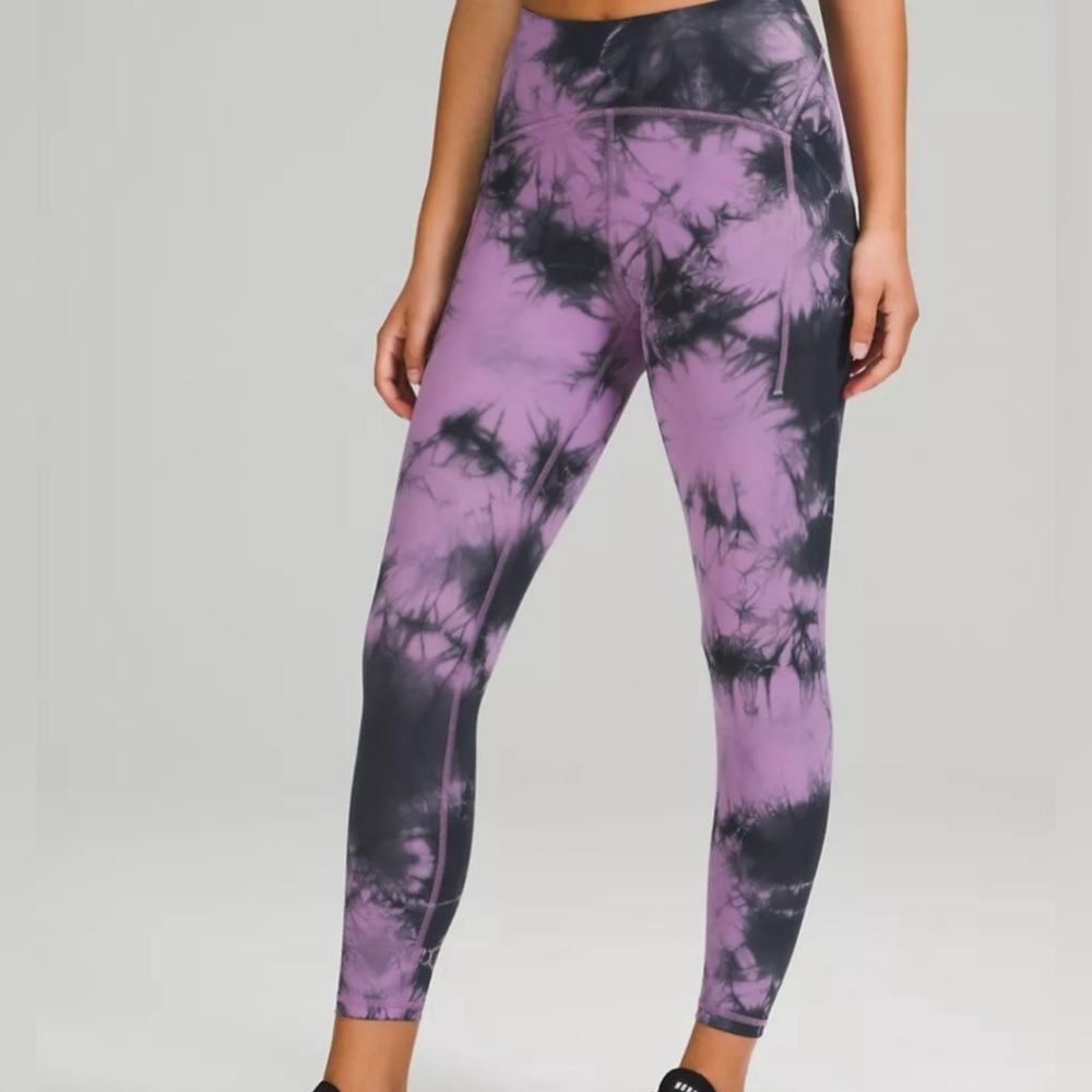 LuLulemon Power Thru High Rise Crop Tie Dye Legging